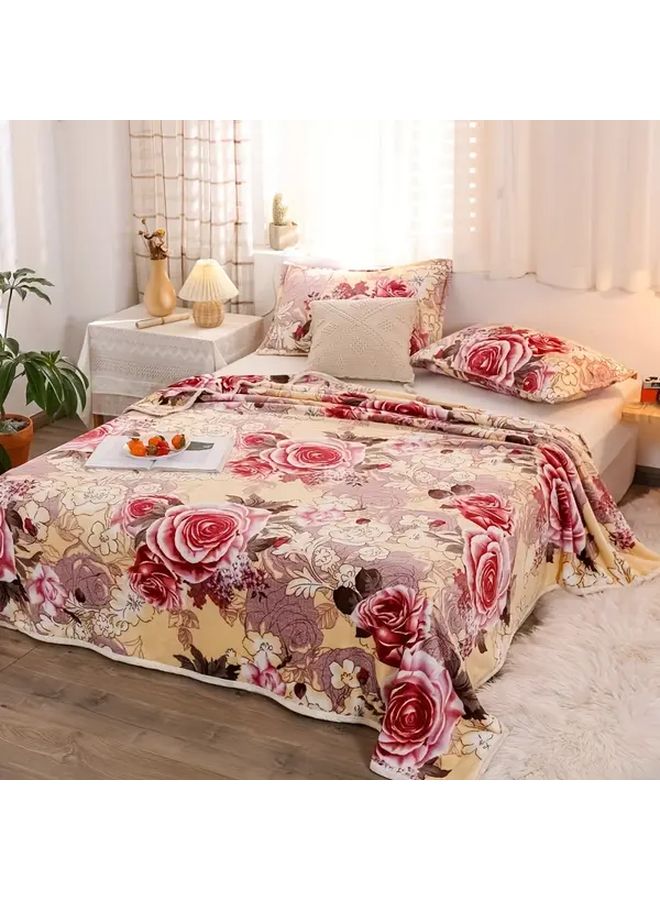 Luxury Thick Floral Flannel Fleece Blanket 70 87 X 78 74 Inches Soft Warm All Season - Image 2